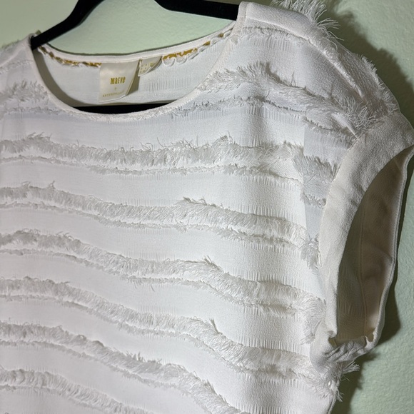 Anthropologie Maeve Barton Fringe Top White 4 - Picture 4 of 6